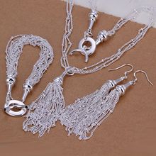Elegant Gorgeous S207 Silver Plated Jewelry Sets Wholesale Charms Fashion18 Strands Earrings Bracelet Necklace 2024 - buy cheap