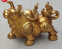 Folk Chinese Pure Bronze Year Zodiac FengShui Bull Ox Statue Animal Figurine 2024 - buy cheap