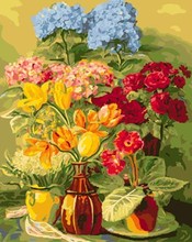 MaHuaf-X560 Rose and hydrangea flowers coloring by numbers digital diy oil painting by numbers home decoration paint on canvas 2024 - buy cheap
