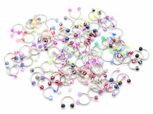 1.2*8*3/3mm circular ring horseshoe cbr mix color with ball design 100pcs acrylic body piercing jewelry bioplast barbell 2024 - buy cheap