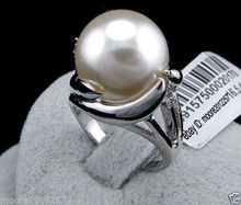 Hot sale new Style >>>>Fashion charming huge 14mm round south sea white shell pearl ring 8# 2024 - buy cheap