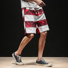 Повседневные мужские шорты в стиле хип-хоп, летние уличные шорты с принтом, Harajuku, мужские шорты для бега, Лоскутные шорты до колена 2024 - купить недорого