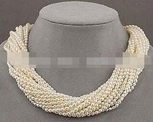 Collar de perlas de semillas blancas akoya, 1194, 12 hebras, retorcido, 18" 2024 - compra barato