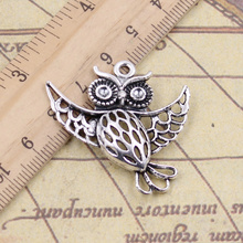 10pcs Charms Flying Owl 36x35mm Antique Silver Color Pendants Making DIY Handmade Tibetan Finding Jewelry For Bracelet 2024 - buy cheap