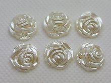 200 Ivory Acrylic Flatback Pearl Rose Flower Bead Cabochon 12mm BowCenter NoHole 2024 - buy cheap