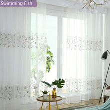 Cortinas de tule branco bordado, cortinas transparentes de voile para decoração de janela de casa moderna para sala de estar, cozinha e quarto 2024 - compre barato