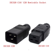 Enchufe de cobre negro 16A CE IEC320 C19 C20 UPS PDU, conector recargable 3P, cable de montaje macho y hembra 2024 - compra barato