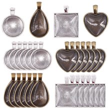 48Pcs 4 Styles Pendant Trays Round Heart Teardrop Glass Cabochon Dome Tiles Cameo Base for Crafting DIY Jewelry Gift Making 2024 - buy cheap