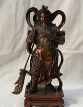 Песня voge gem S1650 10 дюймов, китайская статуя фэншуй из бронзы дракона Гуан Гун Юй, Бог воина и меч 2024 - купить недорого