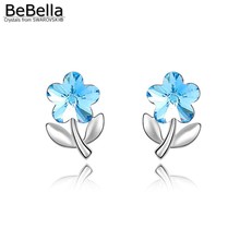 BeBella crystal plum flower stud earrings with Crystals from Swarovski original brand fashion jewelry for girl women gift 2024 - buy cheap