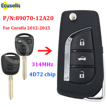 Upgraded Flip Remote Key Fob 314MHz with 4D72 / G chip for Toyota Corolla 2012-2015 P/N:89070-12A20 uncut TOY43 blade 2024 - buy cheap