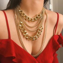 Punk Exaggerated Multilayer Heavy Metal Aluminium Thick Chain Necklace Women Vintage Long Necklace Jewelry Maxi Kolye XR2132 2024 - buy cheap