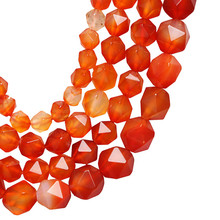 6-10mm Faceted Carnelian Agates Beads Natural Stone Beads For Jewelry Making beads 15inch Needlework DIY Beads Trinket 2024 - buy cheap