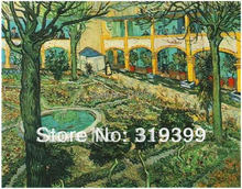Pintura al óleo de lona de lino para niños, lienzo de reproducción, patio del Hospital en Arles de vincent van gogh ,100% hecho a mano, Envío Gratis por DHL 2023 - compra barato