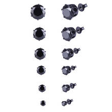 6 Pairs Classical Stainless Steel Earrings Set Stud Earrings with Cubic Zirconia, Black / Silve YWGL9003 2024 - buy cheap