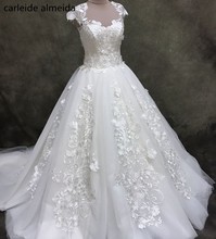 Robe de mariee Unique Lace Appliques Ball Gown Wedding Dress Chapel Train Luxury Bride Dress Trouwjurk 2019 abito da sposa 2024 - buy cheap