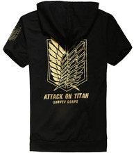 Ataque em titan jaqueta com capuz dos homens casaco de manga curta hoodie dourado scouting legion meninos roupas anime cosplay traje 2024 - compre barato