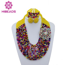 Fashion Multicolor Beads Bridal Jewelry Sets Nigerian Wedding African Beads Jewelry Set Crystal Necklace Free Shipping ABF187 2024 - buy cheap