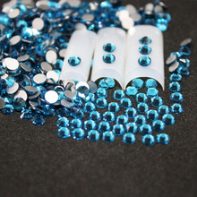 Lote de diamantes de imitación para decoración de uñas, 1440 unids/paquete de diamantes de imitación de circonita azul SS6 -SS8 para decoración de uñas 3d, cristal plano, no Hotfix DIY 2024 - compra barato