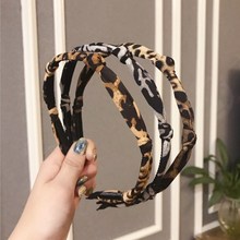 High-end hair accessories women's fabric leopard knot knotted fine hairband headband fashion wild cute girl's hair band headwear 2024 - buy cheap