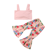 Conjunto de sutiã floral feminino, 2 peças, roupas para bebês meninas camiseta e calça 2024 - compre barato