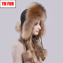 2020 venda quente feminino natural de pele de raposa russo ushanka chapéus inverno grossos orelhas quentes moda bombardeiro chapéu senhora genuíno real boné de pele de raposa 2024 - compre barato