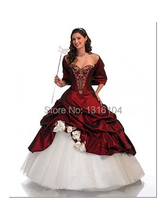 Antique Red White Bridal Gowns Non White Sweetheart Ball Gown Taffeta With Wrap Quinceanera Grecian Wedding Dresses 2024 - buy cheap