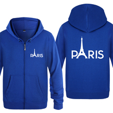 Paris Eiffel Tower Creative Hoodies Men 2018 Men's Fleece Zipper Cardigans Hooded Sweatshirts 2024 - buy cheap