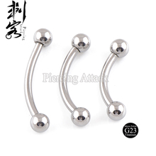 Highly Polished G23 Titanium Body Jewelry 14 Gauge Titanium Banana Eyebrow With Ball 2024 - buy cheap