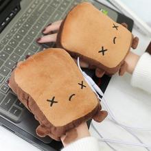 Hot 1 Pair Toast Bread Soft Hand Warmer USB Heating Gloves Half Fingerless Mitten Women Warm Gloves 2024 - buy cheap