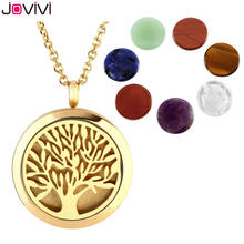 JOVIVI 316L Stainless Steel Hollow Aromatherapy Essential Oil Diffuser Charm Necklace Locket Pendant with 7 Chakra Round Healing 2024 - buy cheap