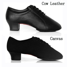 Professional Men's Black Genuine Cow Leather/Canvas Ballroom / Tango / Salsa / Latin Dance Shoes Men 2024 - buy cheap