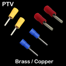 PTV2-13 PTV3.5-10 Bue Yellow Red Black Green Brass Copper Pre-Insulate Wire Splice Lug Connector Needle Pin Crimp Terminal 2024 - buy cheap