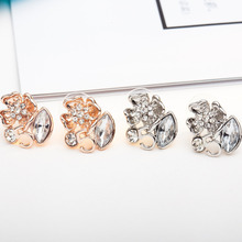 12 Pairs/Lot Flowers Beads Rhinestone Earrings Crystal Women Stud Earrings Silver Gold Color Cubic Zirconia Earring jewelry Gift 2024 - buy cheap