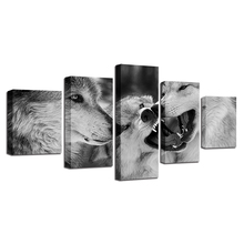 OKHOTCN-póster de alta definición para sala de estar, impresiones en lienzo modernas enmarcadas, imagen en blanco y negro, pinturas de Lobo y animales, decoración de pared para el hogar, 5 piezas 2024 - compra barato