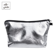 Silver PU Make up Bags For Ladies travel Women Portable Zipper Cosmetic Bag makeup organizer cosmetiqueras para maquillaje 2024 - buy cheap