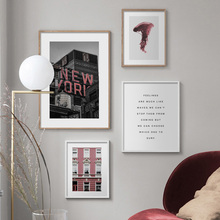 Água-viva rosa nova york, pintura de arte para parede, pôster e impressões nórdicas vintage para decoração de sala de estar 2024 - compre barato