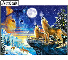 5d diy diamond painting wolf moon winter landscape 3D diamond embroidery full square / round drill rhinestone home decoration 2024 - buy cheap