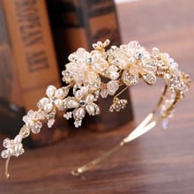 Bride Hair Ornaments Pearl Rhinestone Hairband Headdress Leaf Flower Headband Head Piece Bridal Wedding Hair Accessories BH 2024 - buy cheap