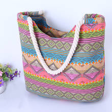 Vintage Embroidery Boho Women Bag Canvas Handbags Casual Women Big Shoulder Bag Floral Printing Shopping Bag Beach Bags 2024 - buy cheap