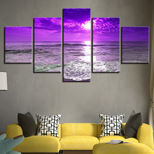 Modern Purple Painting Modular Pictures 5 Panels Sunset HD Printed Spray Canvas  Poster Decor Home  Living Room Unframed 2024 - buy cheap