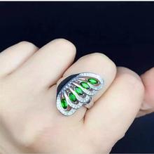 Natural Diopside ring Free shipping Natural green diopside 925 sterling silver Fine jewelry ring For men or women 2.5*5mm 5pcs 2024 - buy cheap