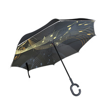 Музыка Примечание Зонты ветрозащитный обратный складной двухслойный перевернутый Chuva зонтик само стоять наизнанку защита от дождя C-Hook 2024 - купить недорого