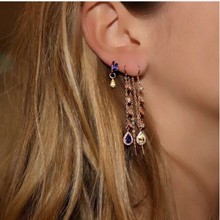 Pendientes grandes de circonia cúbica para mujer, aretes largos de alta calidad, joyería de bouclé 2024 - compra barato