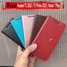 Capa flip de couro com suporte, capa estilo livro para huawei y5 2018/y5 prime 2018/honor 7 play 2024 - compre barato