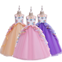 Платья с единорогом для девочек, пасхальное платье принцессы Детский карнавальный костюм с единорогом, Детские платья для девочек, праздничное платье для детей от 6 до 14 лет 2024 - купить недорого