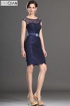 Бесплатная доставка, элегантное темно-синее кружевное коктейльное платье с рукавами-крылышками 2024 - купить недорого