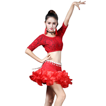 2018 Latin Dance Clothes Fashion Dance Dress Bubble Skirt Adult Latin Dance Wear Modern Dance Costumes Three Quarter Sleeves 2024 - buy cheap
