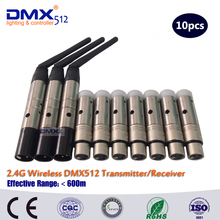 DHL Free Shipping 7pcs 2.4G mini wireless dmx512 receivers and 3pcs 2.4G wireless DMX512 transceiver 2024 - buy cheap