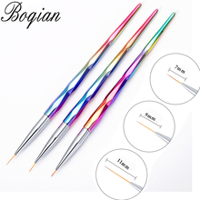 BQAN 3pcs Rainbow Diamond Handle French Stripes Liner Pen Nail Art Painting Flower Drawing Brush Acrylic Design Manicure Tools 2024 - buy cheap